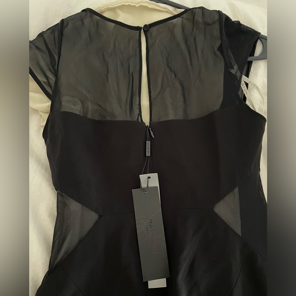 NWT Halston Heritage Women's size 2 Cap Sleeve semi sheer w/ floral embroidery - Picture 7 of 9